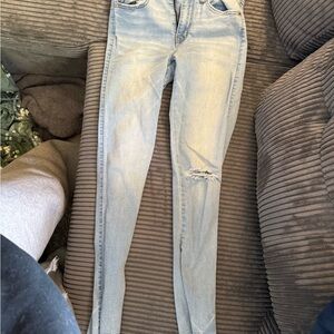 Aeropostale Blue Skinny Jeans with Distressed Detailing